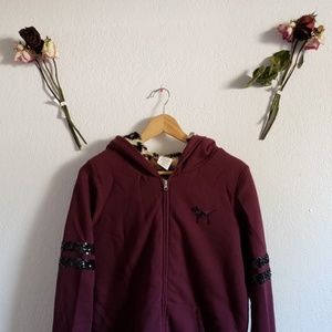 PINK Sequin Fur Lined Hoodie